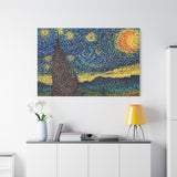 A Starry Night in Dots Gallery Grade Canvas Print