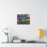 Starry Night in Dots Matte Canvas Print