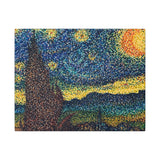Starry Night in Dots Matte Canvas Print