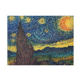 Starry Night in Dots Matte Canvas Print