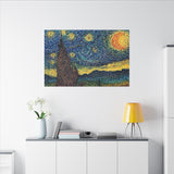 Starry Night in Dots Matte Canvas Print