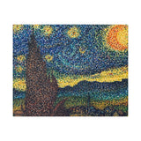 Starry Night in Dots Matte Canvas Print