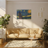 Starry Night in Dots Matte Canvas Print