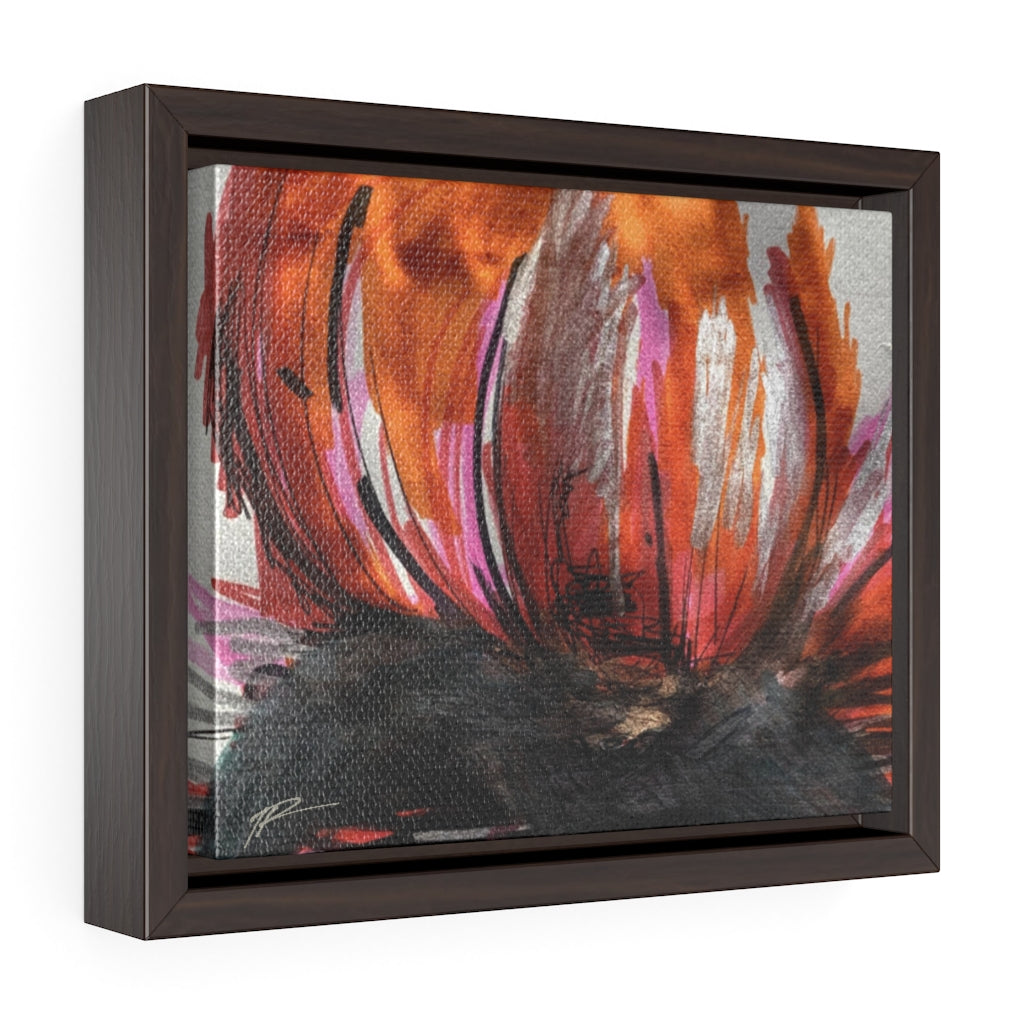R3 Signature Flower Series (Orange/Red) Framed Premium Gallery Wrap Canvas