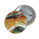 Orange Flower Pin Buttons