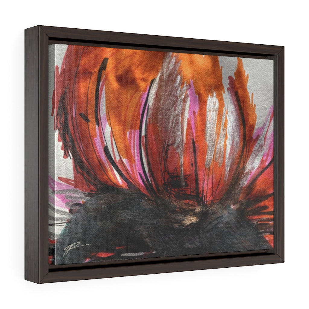 R3 Signature Flower Series (Orange/Red) Framed Premium Gallery Wrap Canvas
