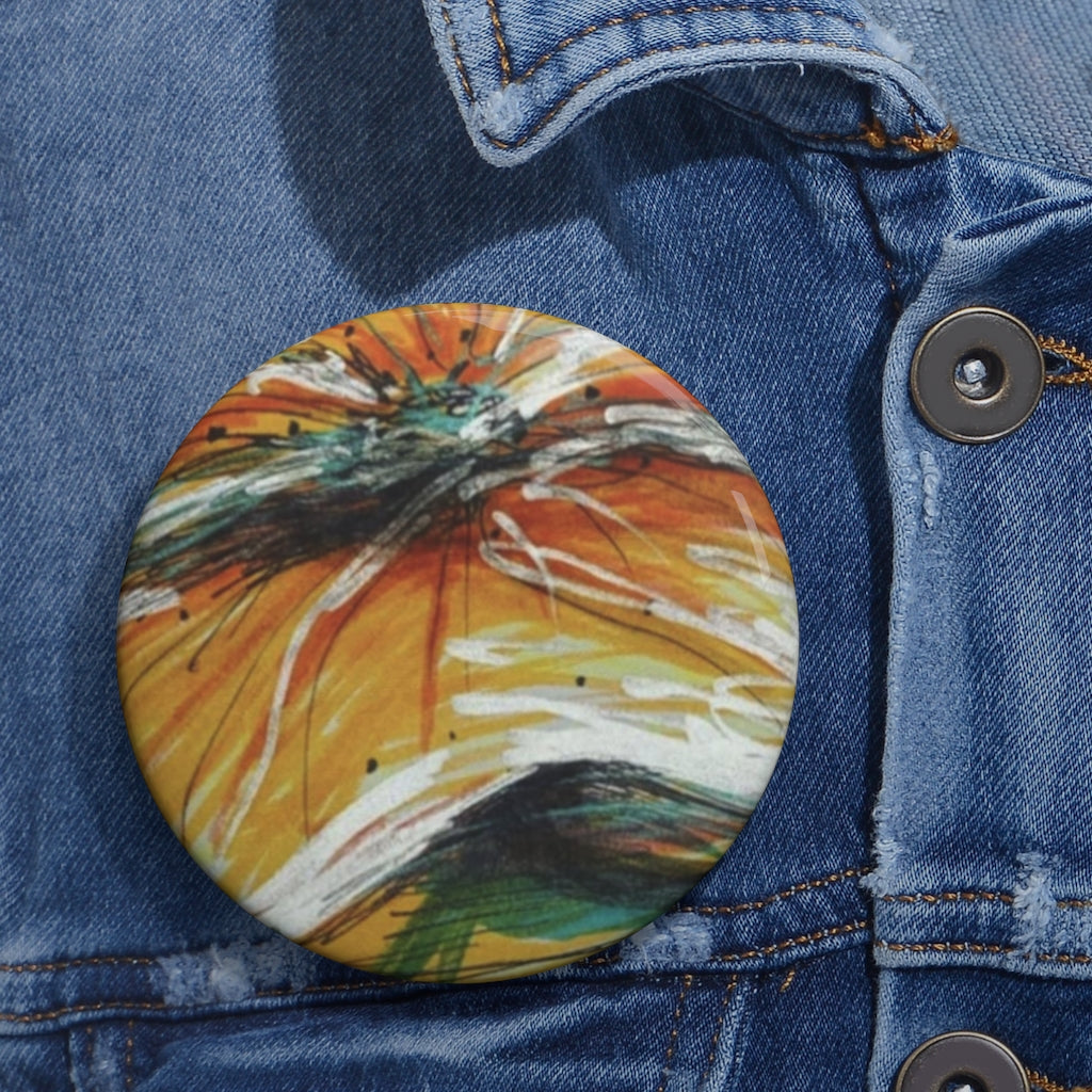Orange Flower Pin Buttons